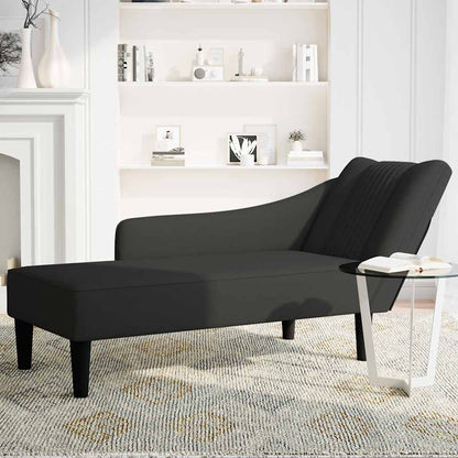 Chaiselongue mit Rechter Armlehne Schwarz Samt