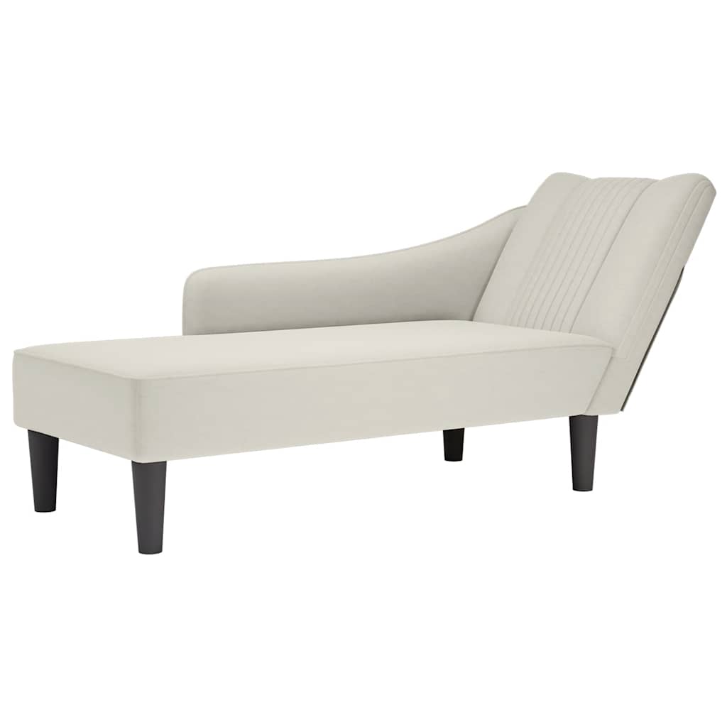 Chaiselongue mit Rechter Armlehne Creme Samt