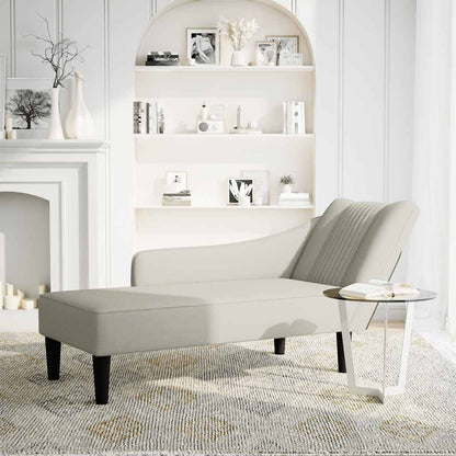 Chaiselongue mit Rechter Armlehne Creme Samt