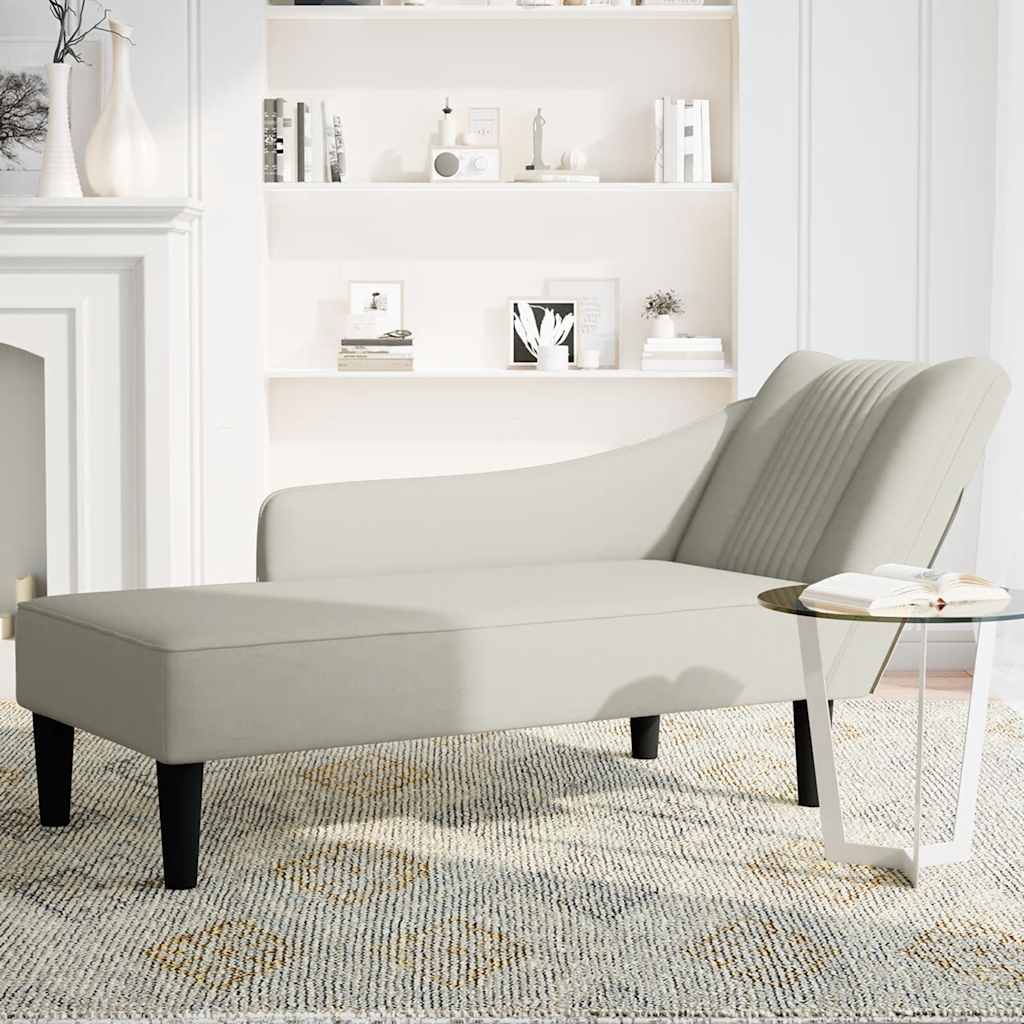 Chaiselongue mit Rechter Armlehne Creme Samt