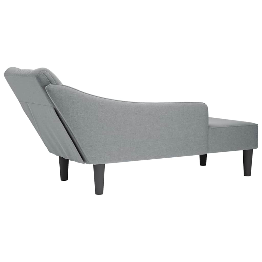 Chaiselongue mit Rechter Armlehne Hellgrau Stoff