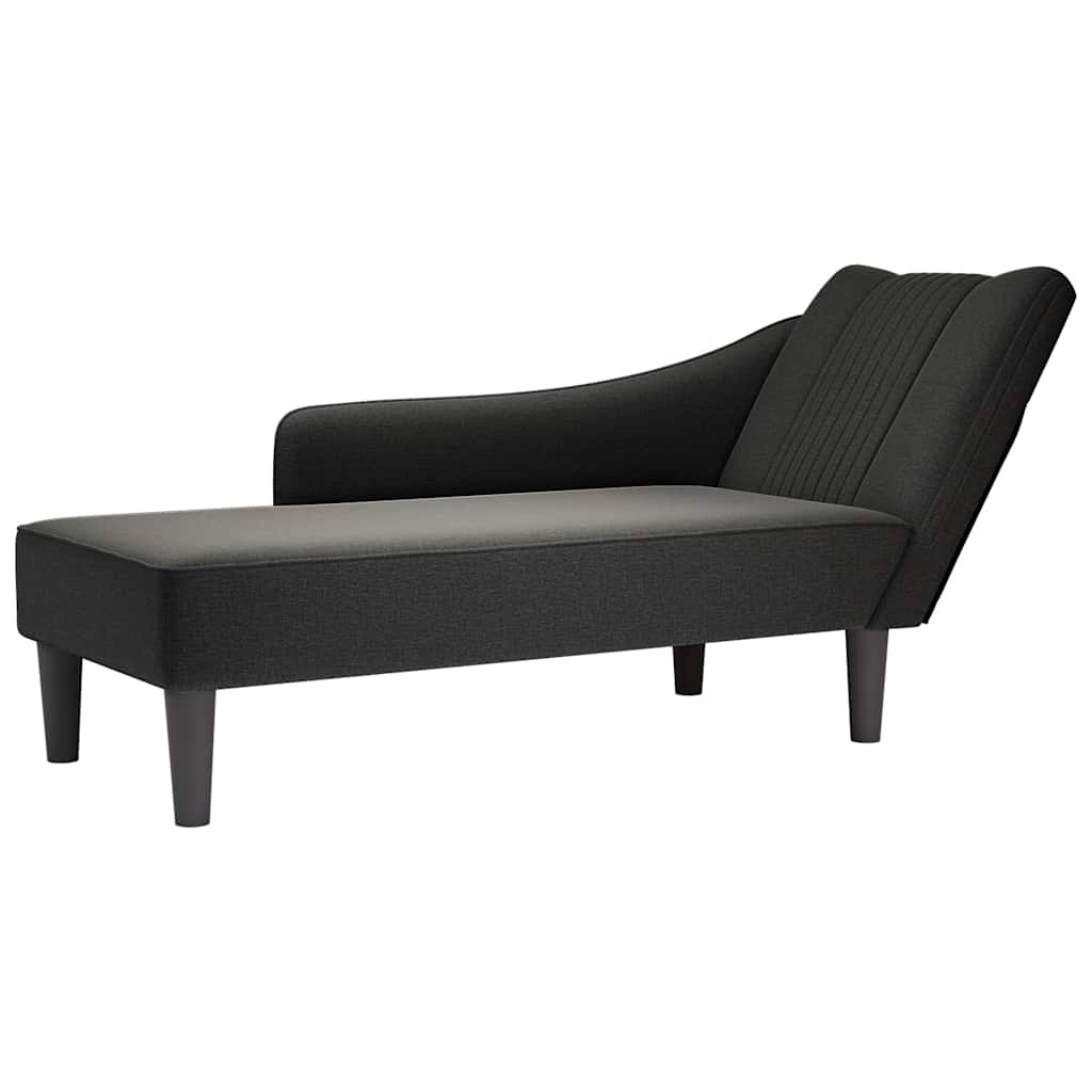 Chaiselongue mit Rechter Armlehne Schwarz Stoff