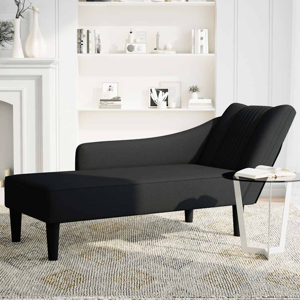 Chaiselongue mit Rechter Armlehne Schwarz Stoff