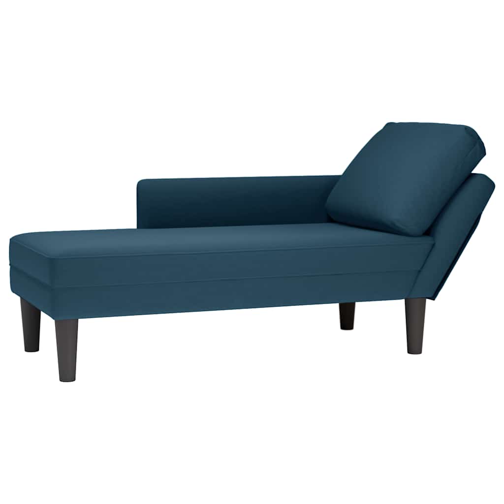 Chaiselongue mit Kissen und Rechter Armlehne Blau Samt