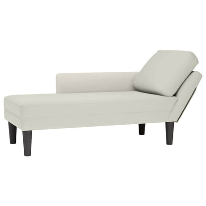 Chaiselongue mit Kissen und Rechter Armlehne Creme Samt