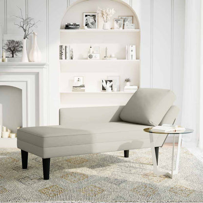 Chaiselongue mit Kissen und Rechter Armlehne Creme Samt