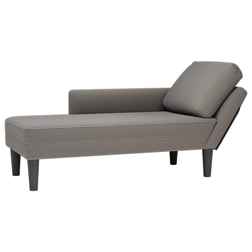 Chaiselongue mit Kissen Hellgrau Cordstoff