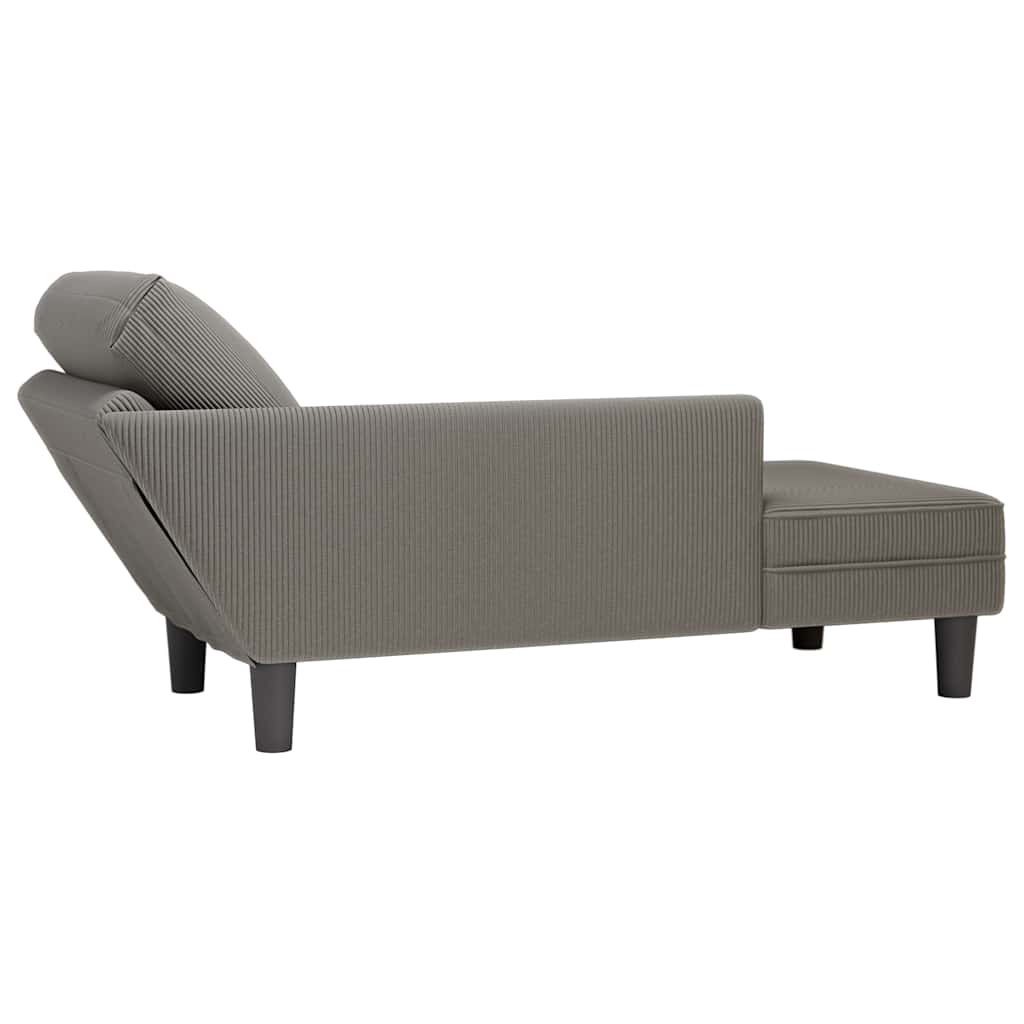 Chaiselongue mit Kissen Hellgrau Cordstoff