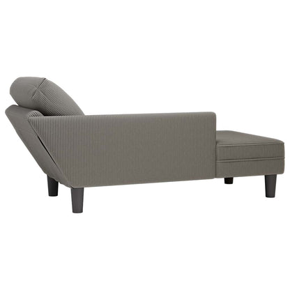 Chaiselongue mit Kissen Hellgrau Cordstoff