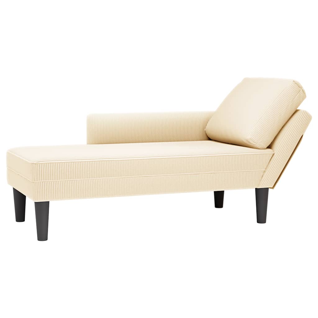 Chaiselongue mit Kissen Creme Cordstoff