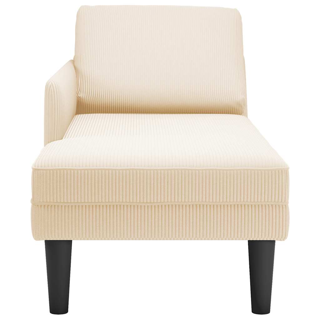 Chaiselongue mit Kissen Creme Cordstoff