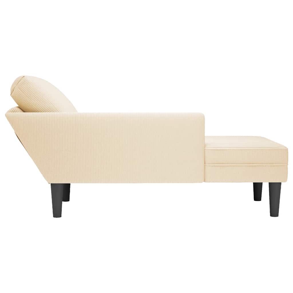 Chaiselongue mit Kissen Creme Cordstoff