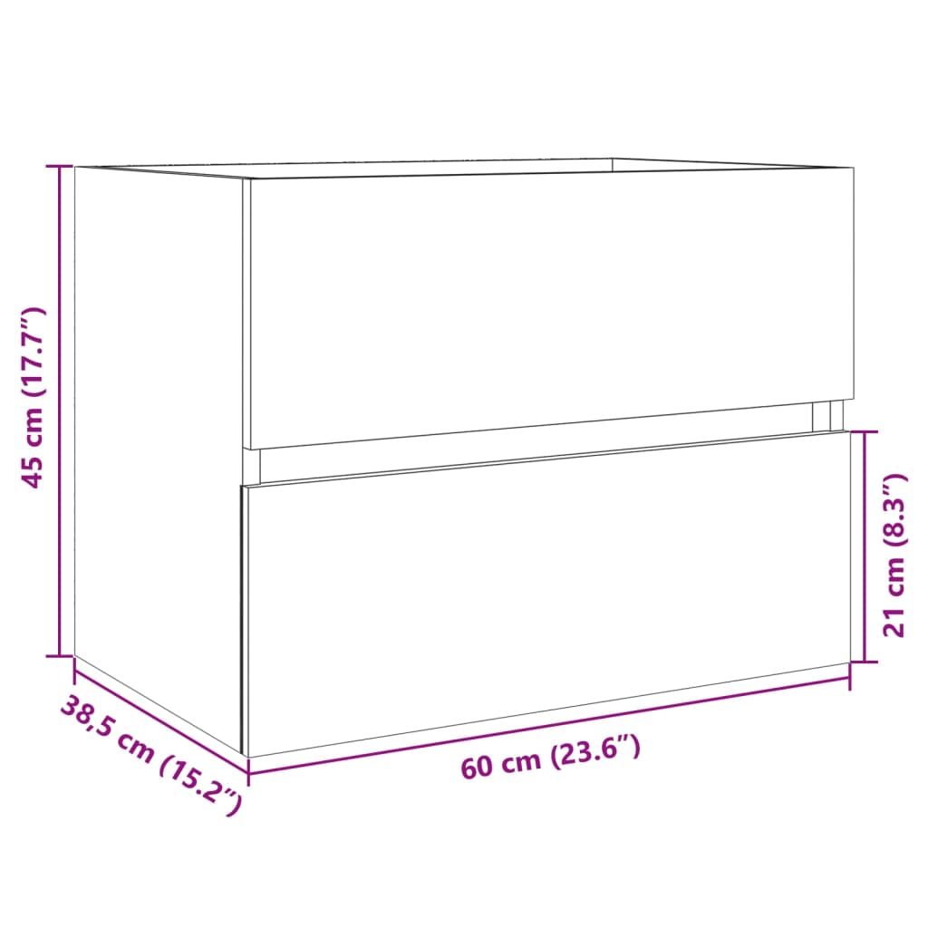 Meuble vasque chêne Sonoma 60x38,5x45cm matière bois