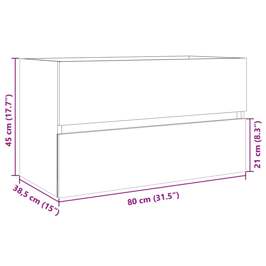 Meuble vasque chêne Sonoma 80x38,5x45cm matière bois