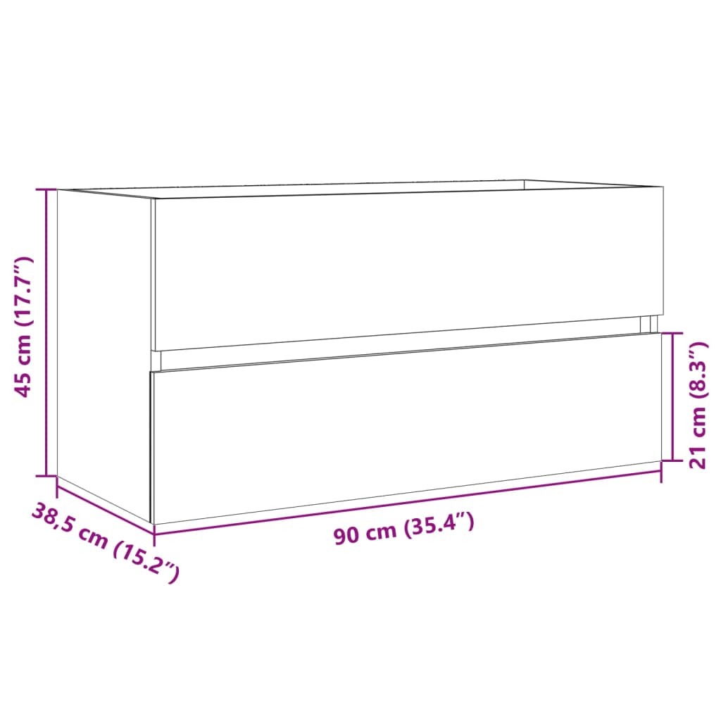 Meuble vasque chêne Sonoma 90x38,5x45cm matière bois