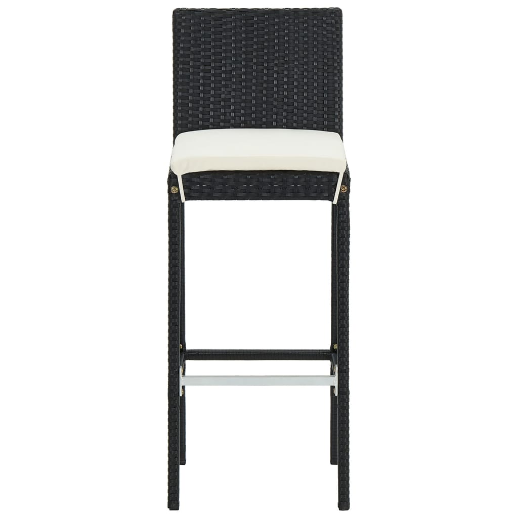 Ensemble de bar de jardin 5 pièces en bois d'acacia massif noir et polyrotin