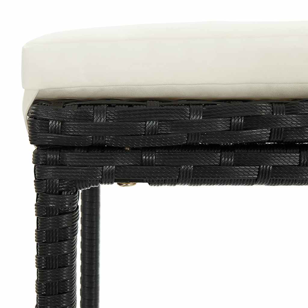5-tlg. Gartenbar-Set Schwarz Massivholz Akazie und Poly Rattan