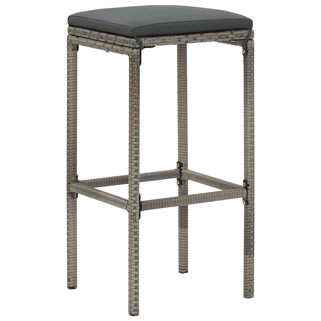 5-piece garden bar set made of grey solid acacia wood and poly rattan