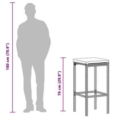 7-tlg. Gartenbar-Set Grau Massivholz Akazie und Poly Rattan