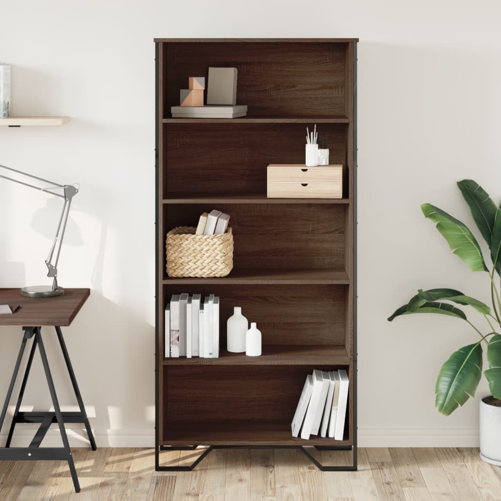 Bookshelf brown oak look 80x31x169 cm wood material