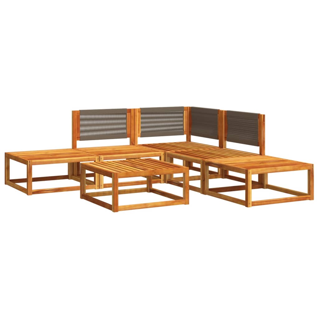 6-piece garden sofa set with cushions made of solid acacia wood