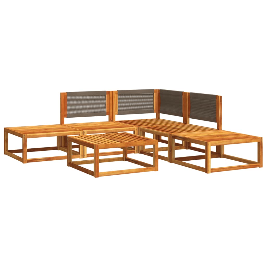 6-piece garden sofa set with cushions made of solid acacia wood