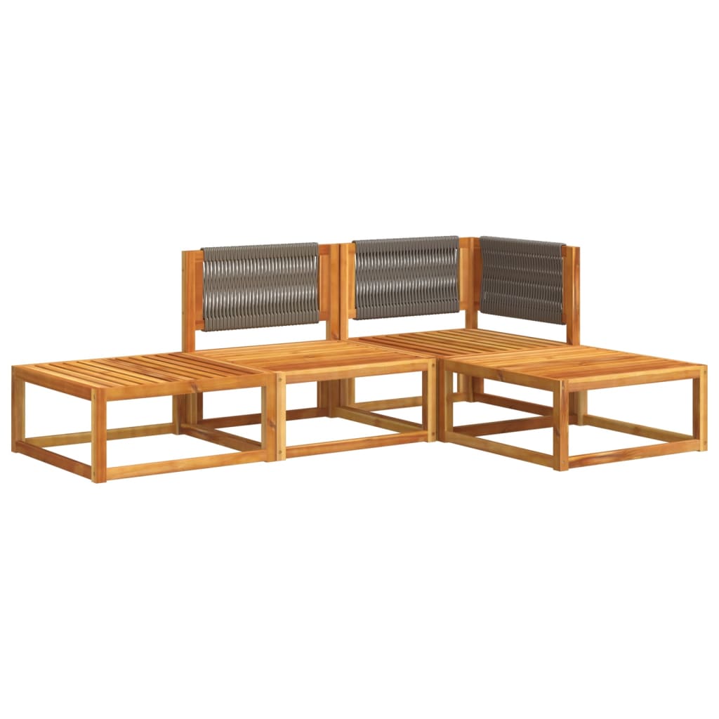 4-piece garden sofa set with cushions made of solid acacia wood