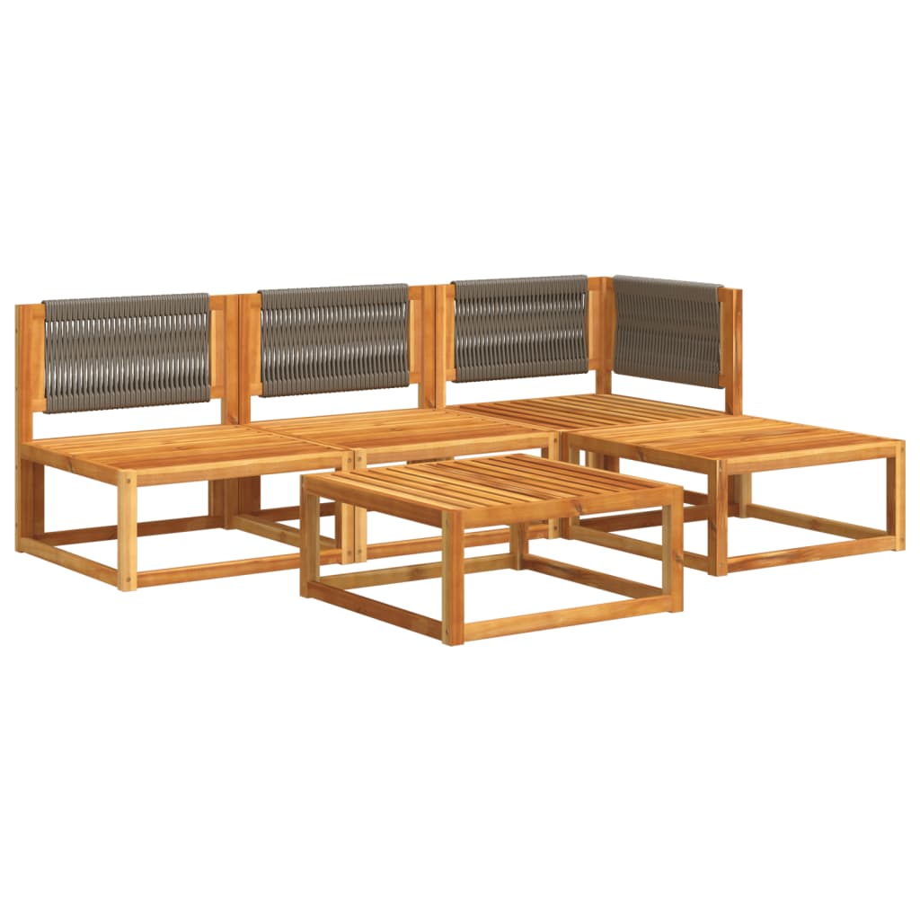 5-piece garden sofa set with cushions made of solid acacia wood