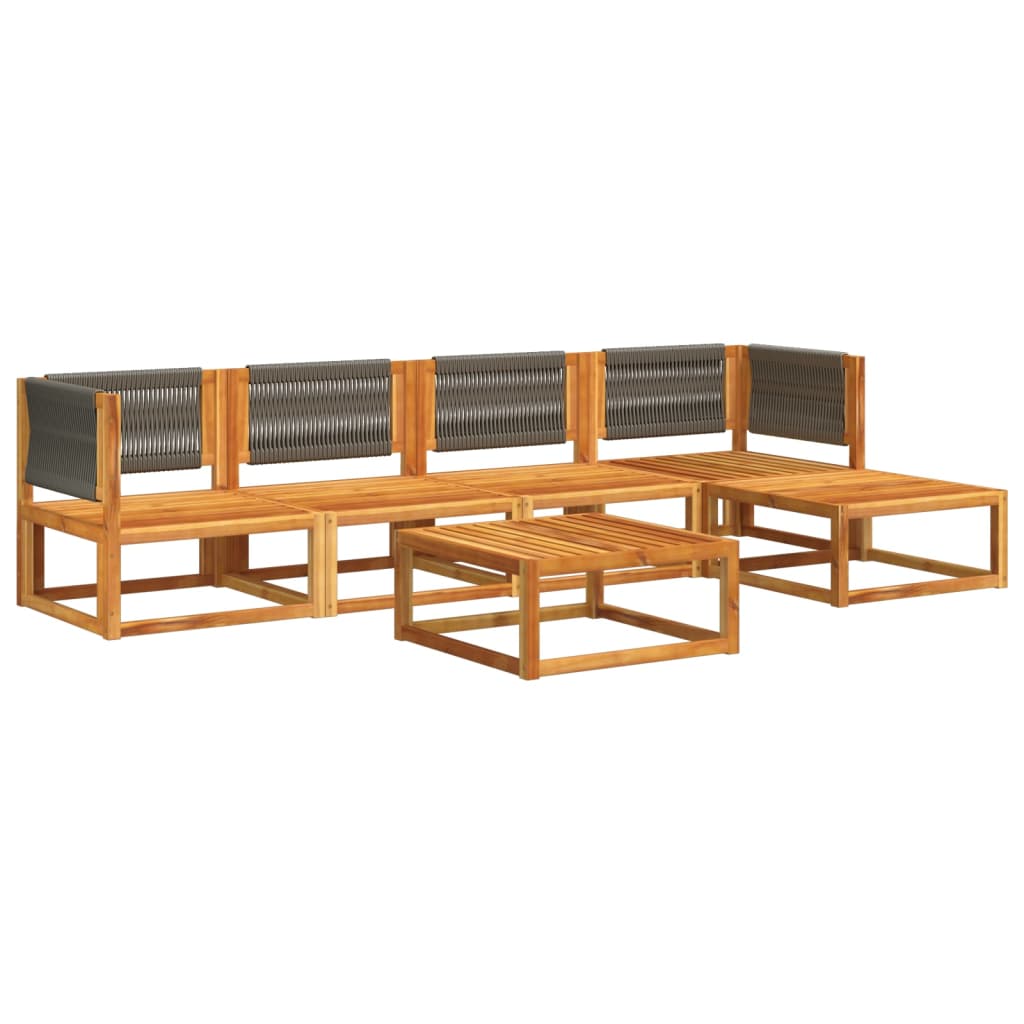 6-piece garden sofa set with cushions made of solid acacia wood
