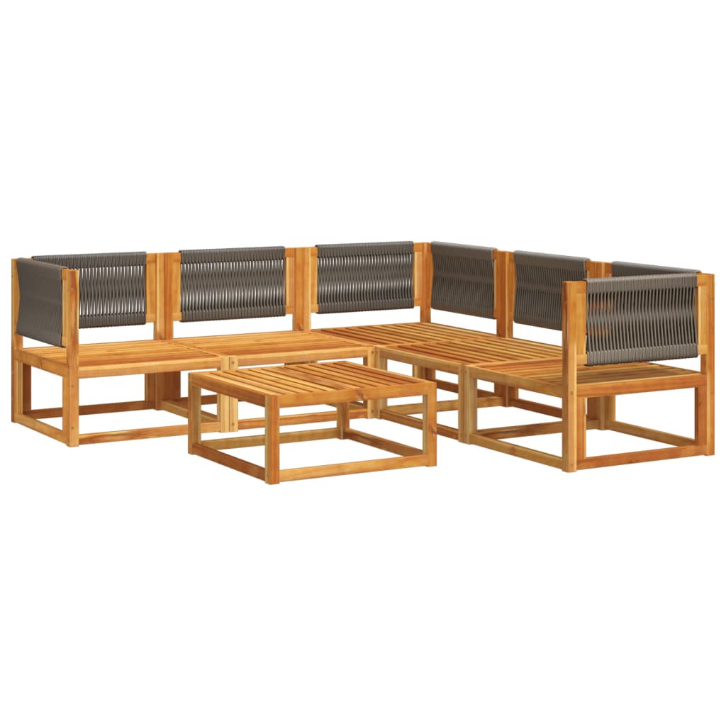 6-piece garden sofa set with cushions made of solid acacia wood