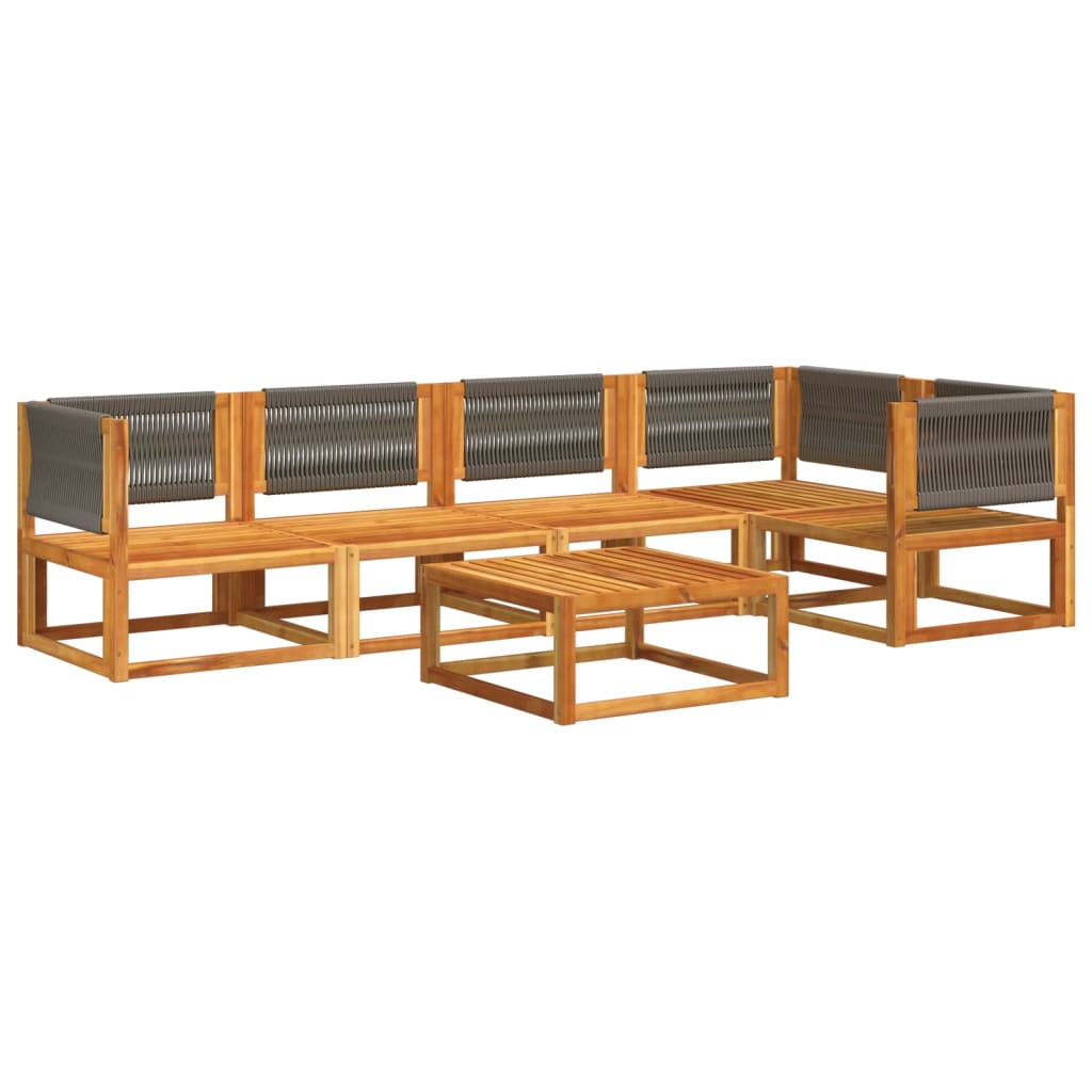 6-piece garden sofa set with cushions made of solid acacia wood
