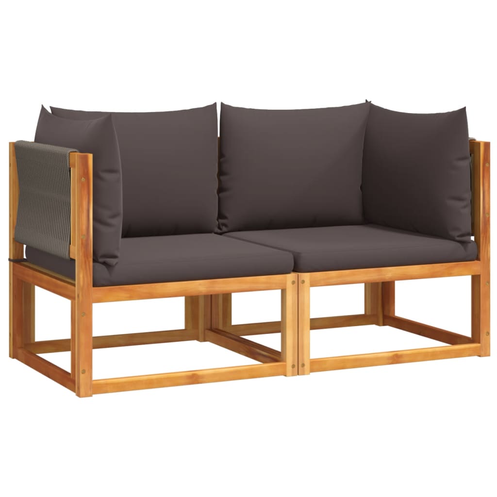 Gartensofas-Ecke mit Kissen 2 Stk. Holz Akazie & Seil