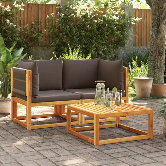 Garden corner sofas with cushions 2 pcs. Solid acacia wood