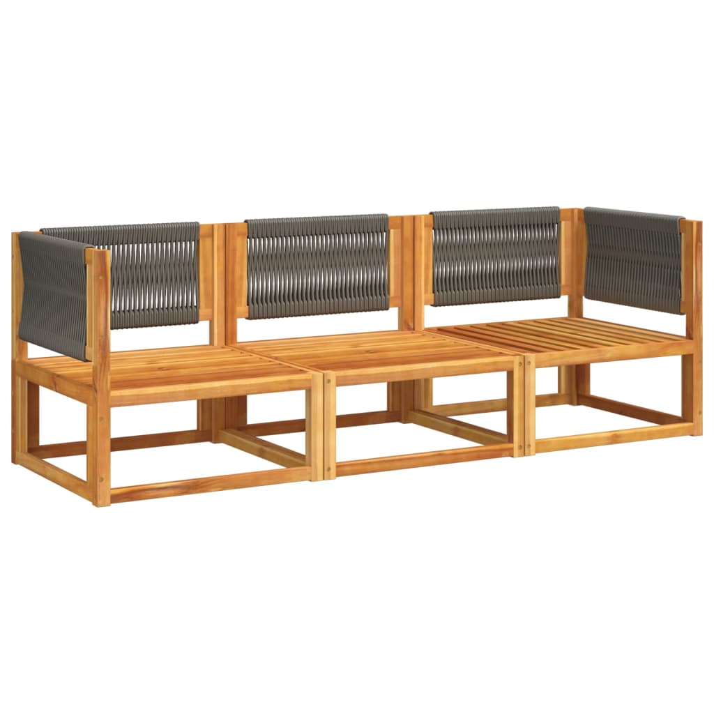 3-piece garden sofa set with cushions solid acacia wood