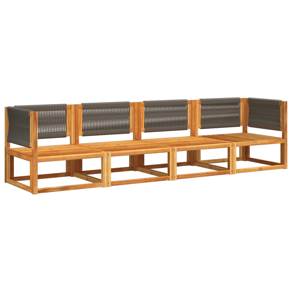 4-piece garden sofa set with cushions made of solid acacia wood