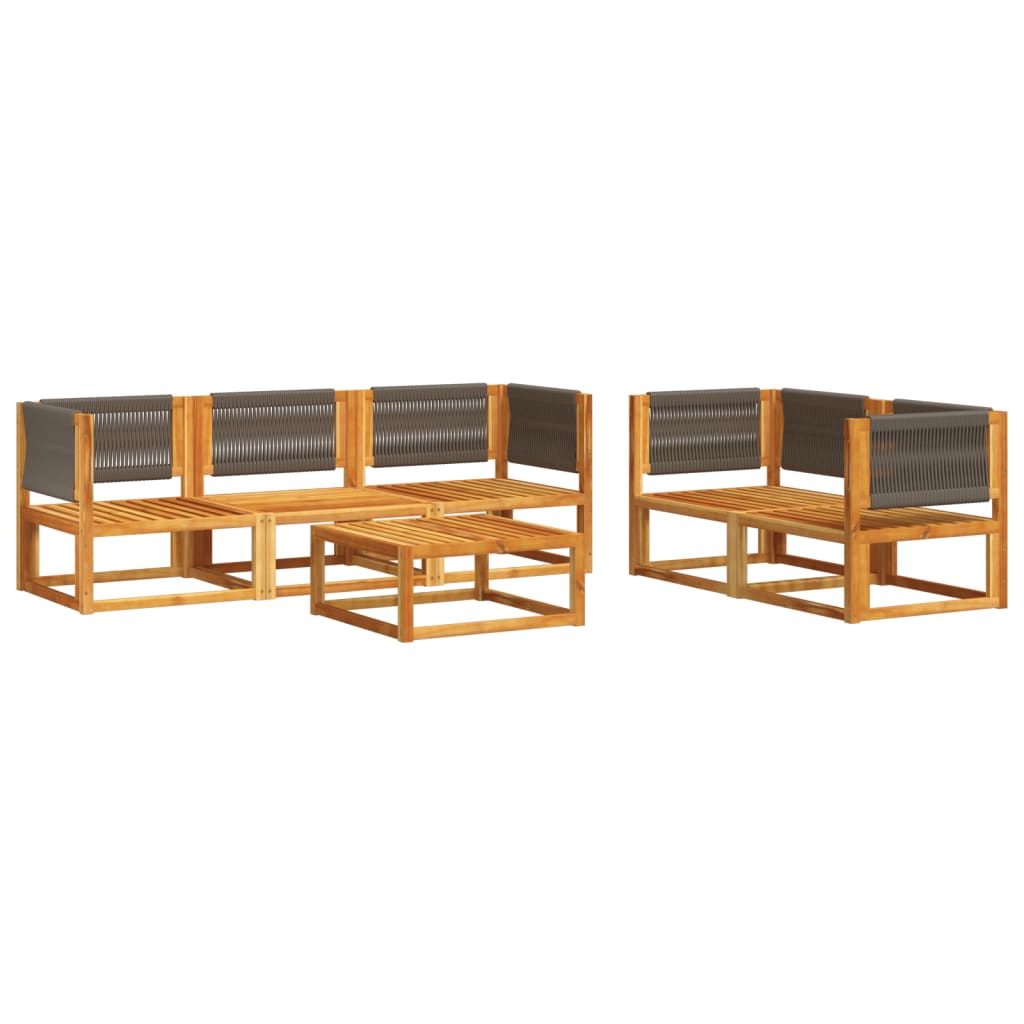 6-piece garden sofa set with cushions made of solid acacia wood
