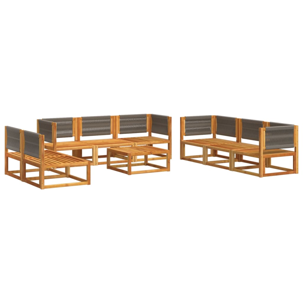 9-piece garden sofa set with cushions made of solid acacia wood