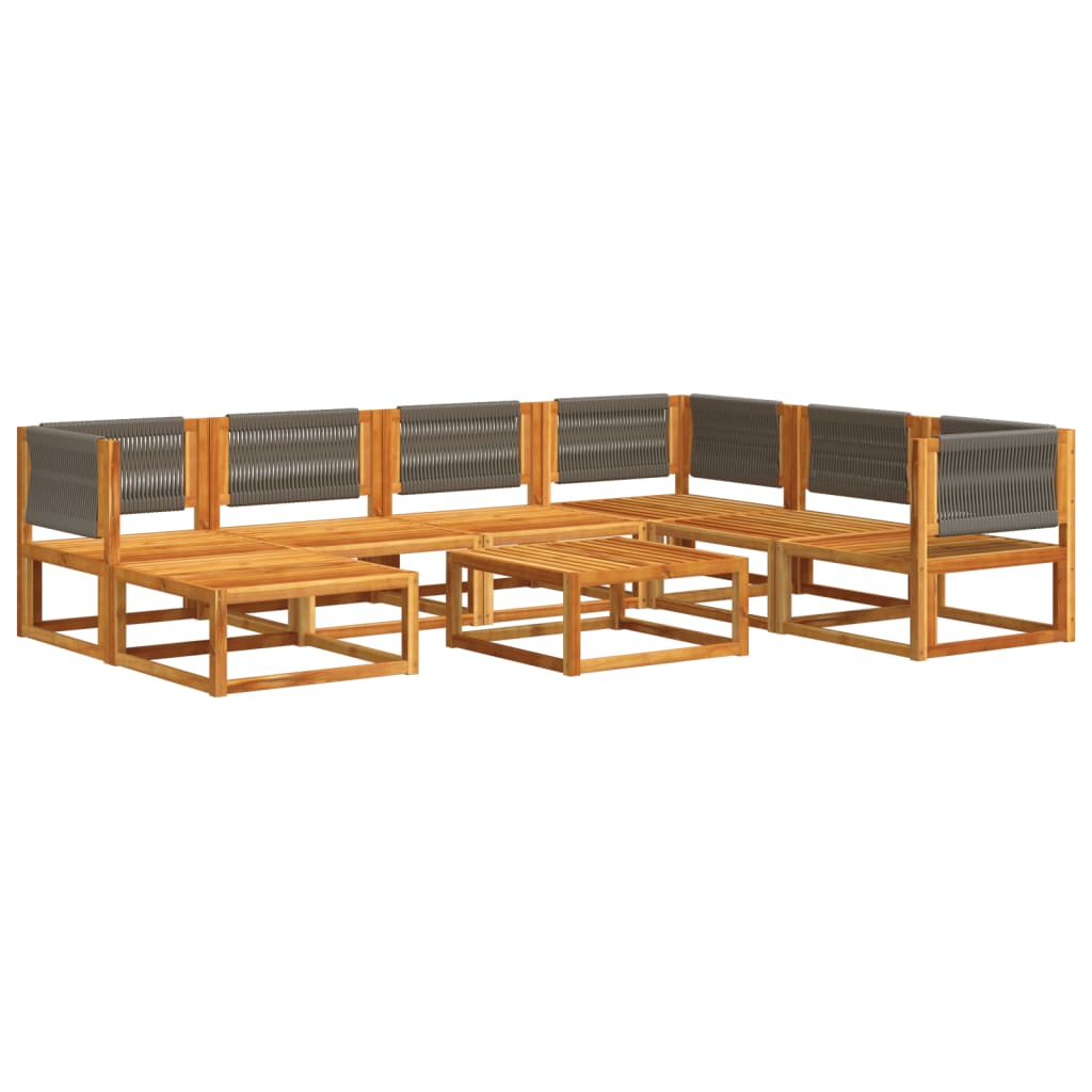 8-piece garden sofa set with cushions made of solid acacia wood