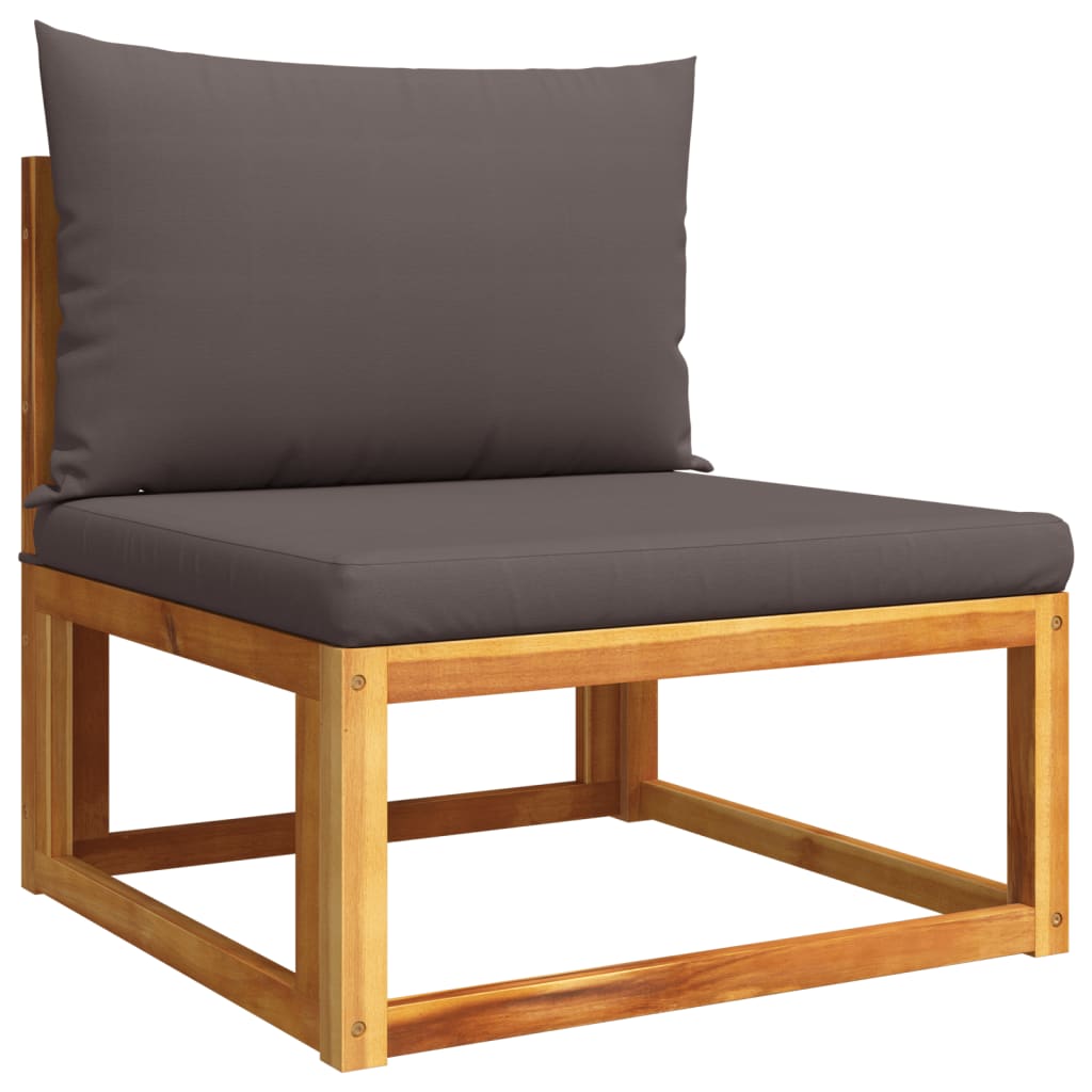 11-piece garden sofa set with cushions made of solid acacia wood