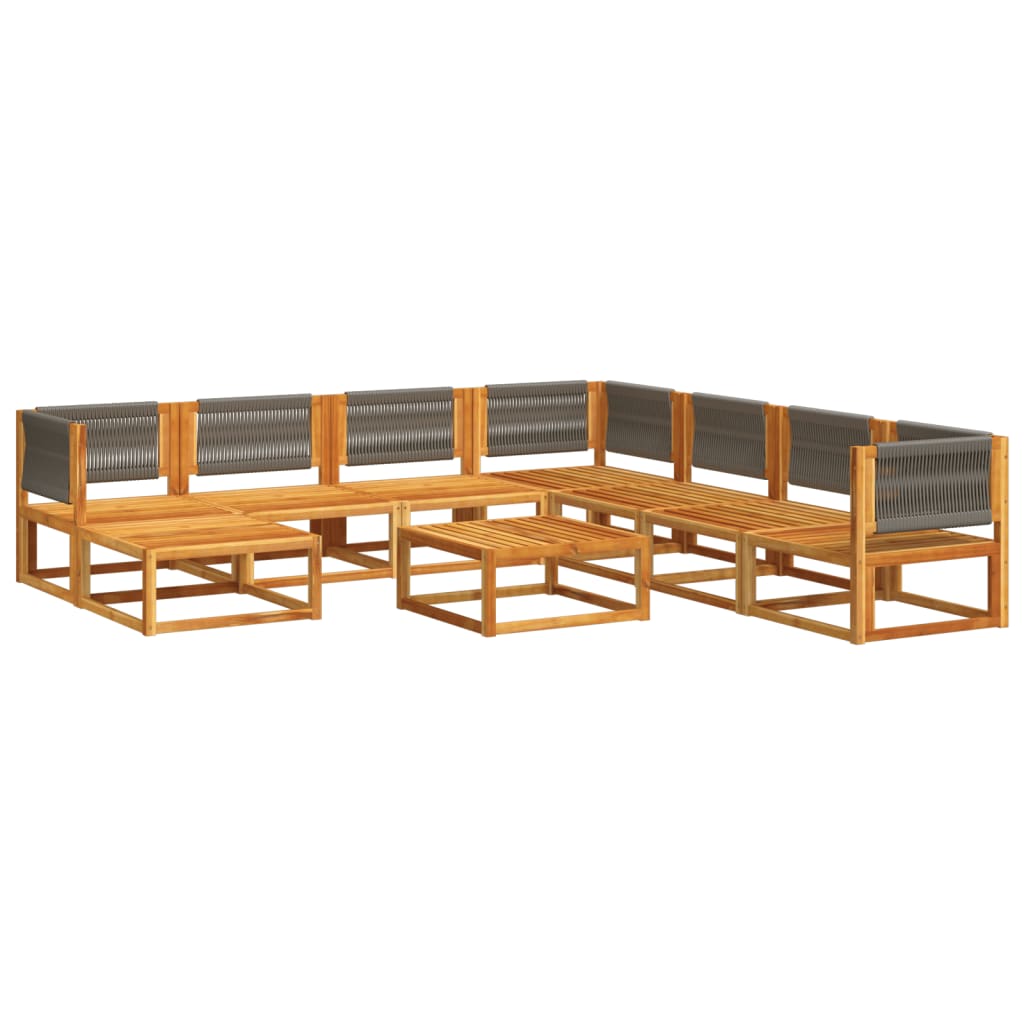 9-piece garden sofa set with cushions made of solid acacia wood