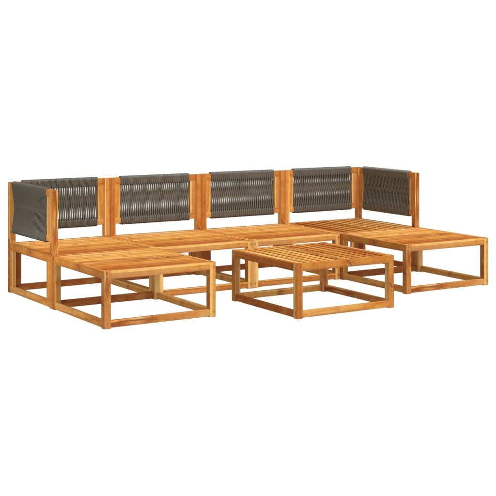 7-piece garden sofa set with cushions made of solid acacia wood