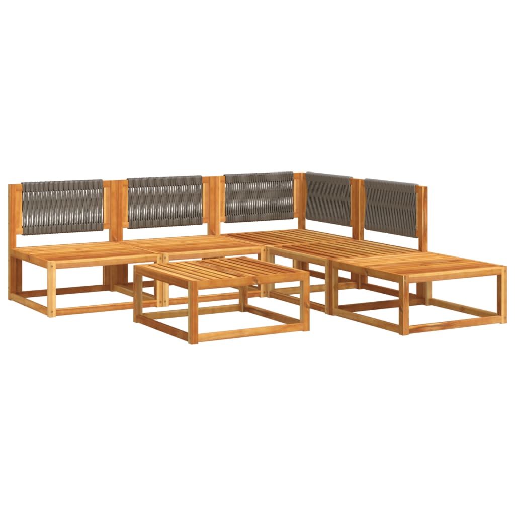 6-piece garden sofa set with cushions made of solid acacia wood