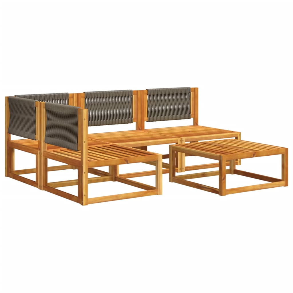 5-piece garden sofa set with cushions made of solid acacia wood