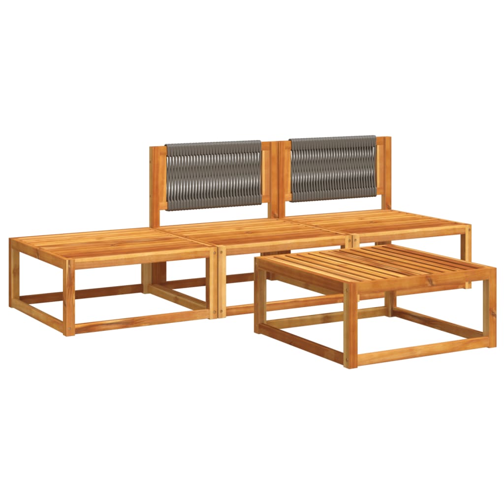 4-piece garden sofa set with cushions made of solid acacia wood