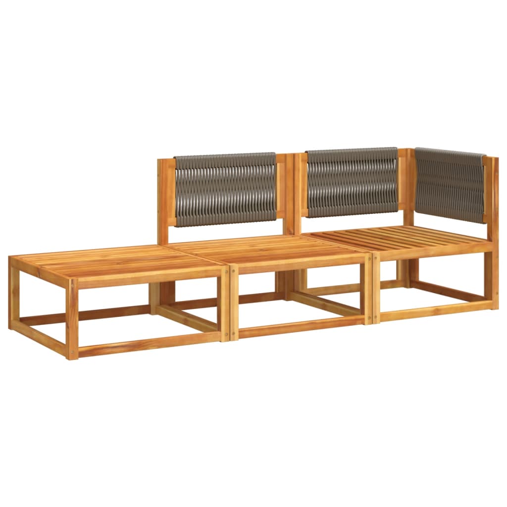 3-piece garden sofa set with cushions solid acacia wood