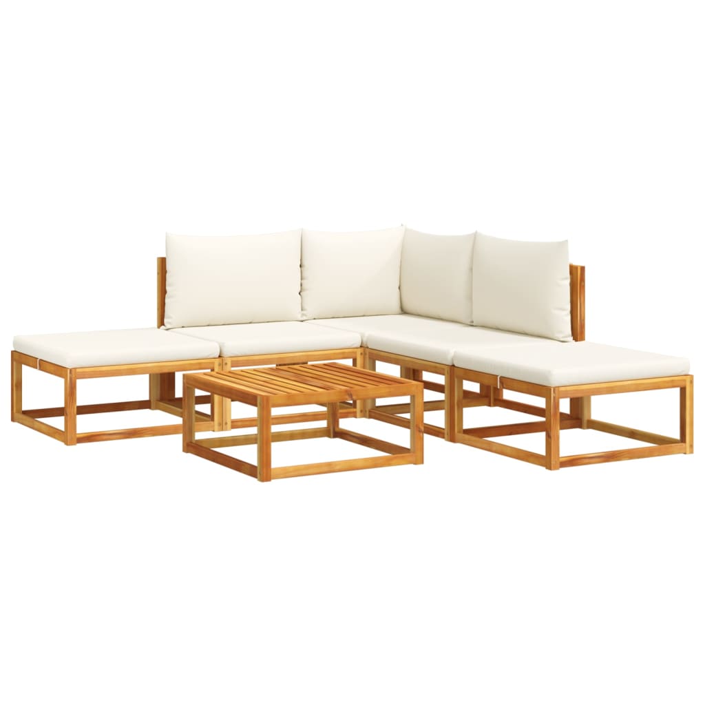 6-piece garden sofa set with cushions made of solid acacia wood