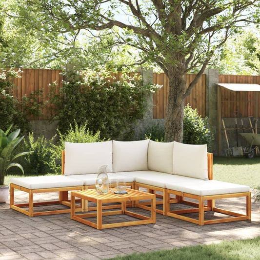 6-piece garden sofa set with cushions made of solid acacia wood