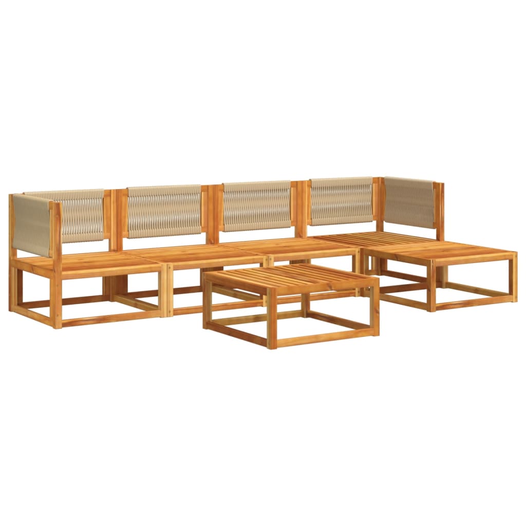 6-piece garden sofa set with cushions made of solid acacia wood