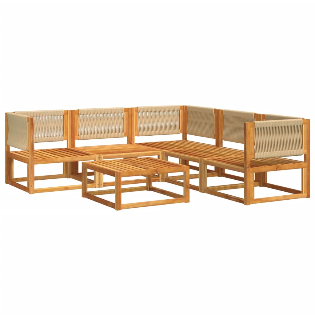6-piece garden sofa set with cushions made of solid acacia wood