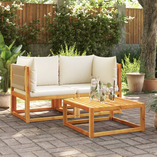 Garden corner sofas with cushions 2 pcs. Solid acacia wood